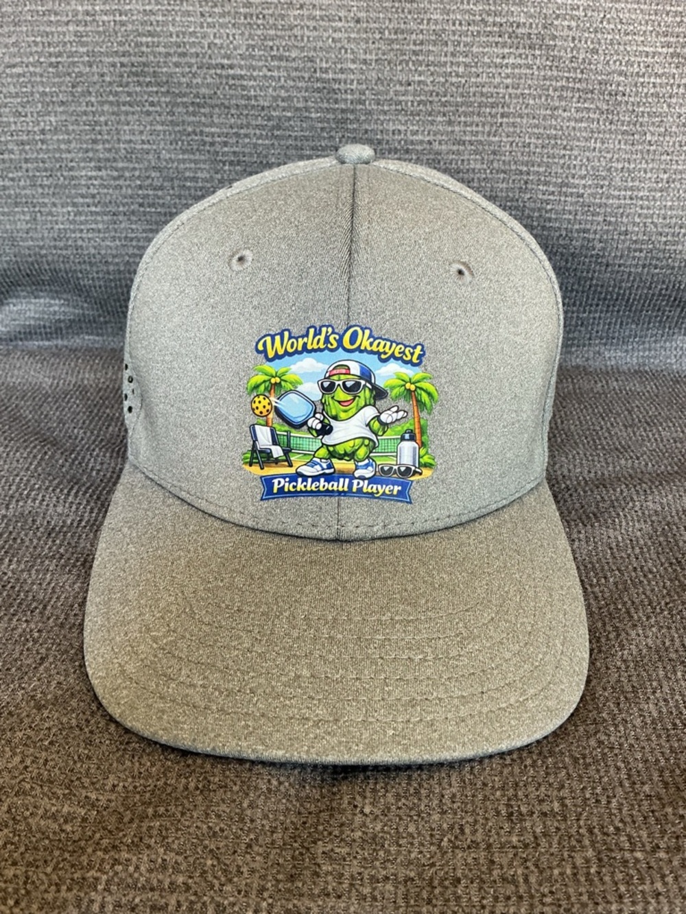 Outdoor Cap ProFlex Pickleball Hat – World’s Okayest Pickleball Player –Gray Cap
